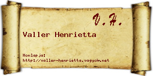 Valler Henrietta névjegykártya